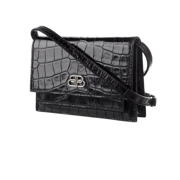 Balenciaga Sharp XS Belt Bag/crossbody – Black Croc Embossed Leather – NWT $895 - Picture 1 of 9